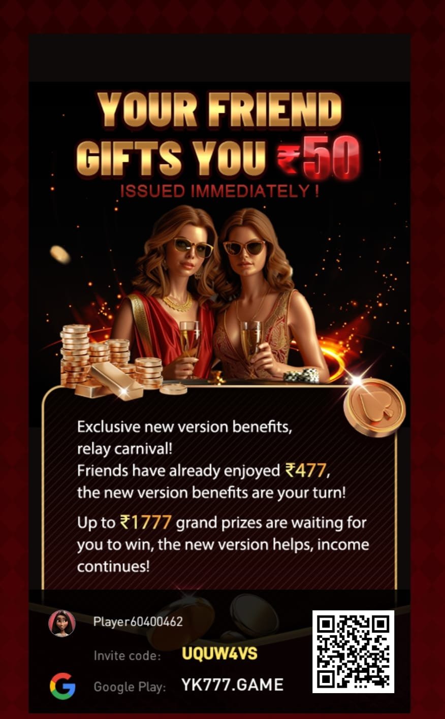 “Gaming promotional poster with woman holding cards and casino-themed graphics”